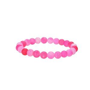 Hot Pink Frosted Agate Gemstone Bracelet 8mm